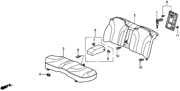 1995 Acura TL Rear Seat Armrest Assembly (On Gray) (Fabric) Diagram for 82180-SW5-J31ZA