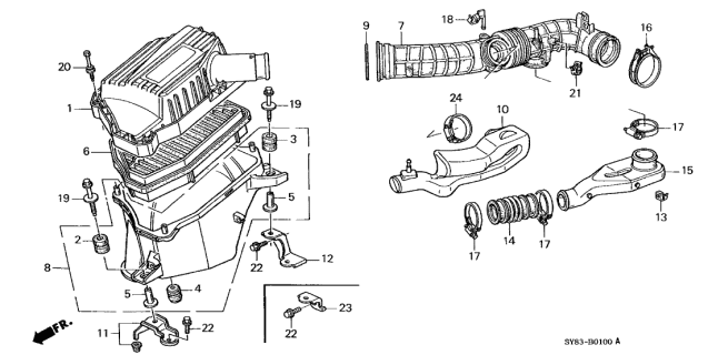 1997 Acura CL Rubber, Air Cleaner Mounting Diagram for 17212-P0A-000