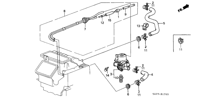 1988 Acura Legend Hose, Water Outlet Diagram for 79725-SD4-J00