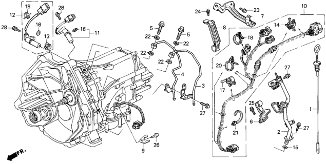 1994 Acura Legend Stay A, Transmission Harness Diagram for 28156-PY3-A00