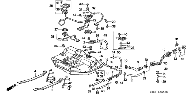 1991 Acura Integra Fuel Tank Mount Bolt Diagram for 17525-SH3-010
