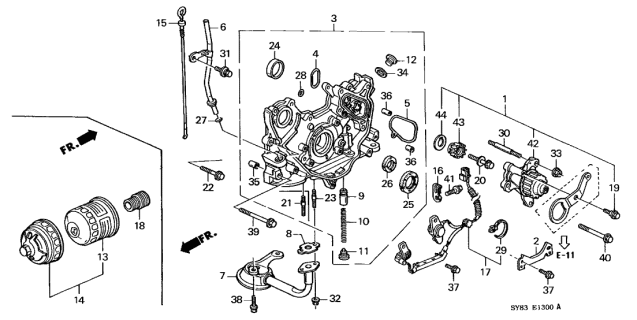 1998 Acura CL Oil Level Pipe Diagram for 15200-P0A-000