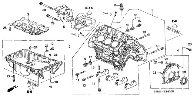 2001 Acura CL Cylinder Block - Oil Pan Diagram