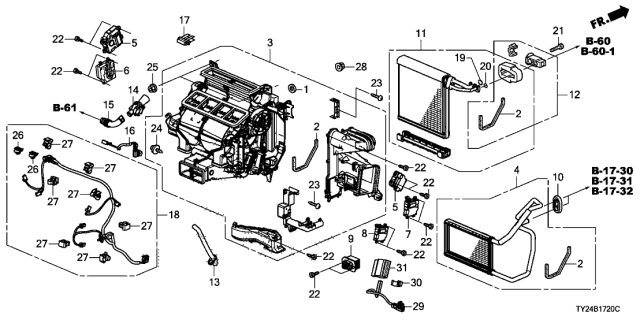 2019 Acura RLX Mode Servo Motor Assembly Diagram for 79140-TY2-A01