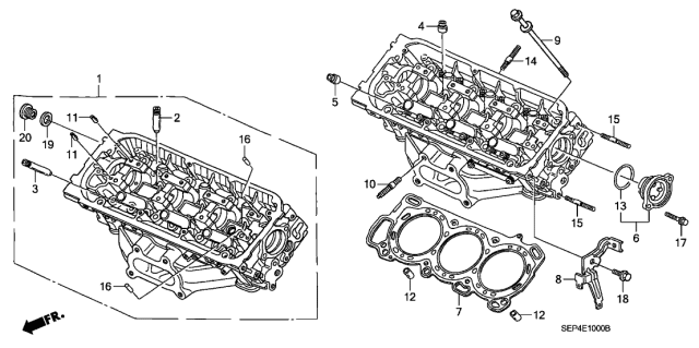 2005 Acura TL Cylinder Head Assembly, Front Diagram for 12100-RDJ-305