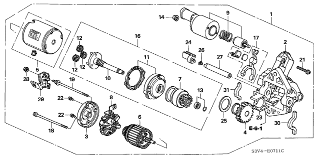 2004 Acura MDX Gear Assembly Diagram for 31232-RDJ-A01
