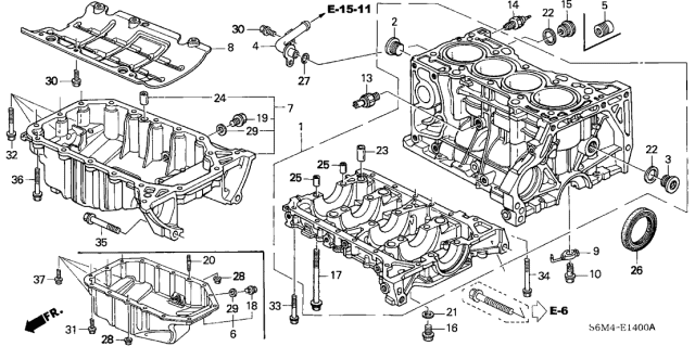 2004 Acura RSX Cylinder Block - Oil Pan Diagram