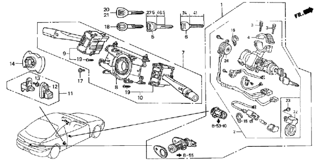 2001 Acura Integra Cylinder Set, Key (Service) Diagram for 06350-ST7-A35