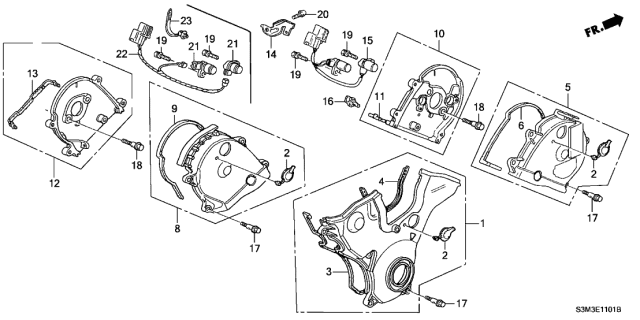 2001 Acura CL Timing Belt Cover Diagram