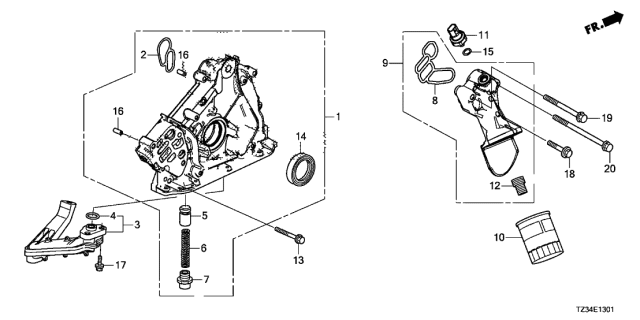 2018 Acura TLX Oil Pump Assembly Diagram for 15100-5G0-A01