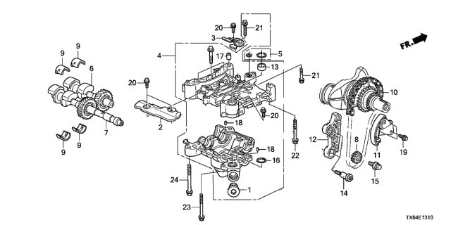 2014 Acura ILX Sprocket, Driven Diagram for 13432-R2G-H01