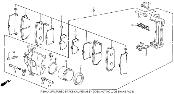 1987 Acura Integra Driver Side Caliper Assembly (Akebono) Diagram for 45230-SD2-A11
