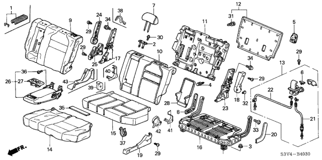 2004 Acura MDX Frame, Driver Side Middle Seat Cushion Diagram for 81736-S3V-A01