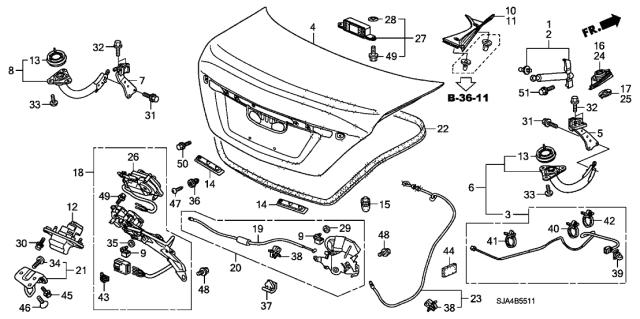 2010 Acura RL Sub-Wire, Trunk Lid Diagram for 32119-SJA-A02