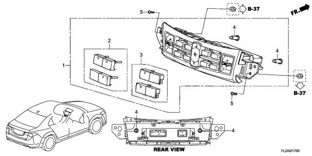 2013 Acura TSX Control Assembly, Automatic Air Conditioner (Gun Metallic) Diagram for 79600-TL2-A41ZA
