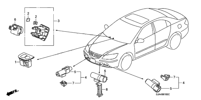 2009 Acura RL Front Bumper-Temperature Sensor Fastener Diagram for 91555-S2R-003