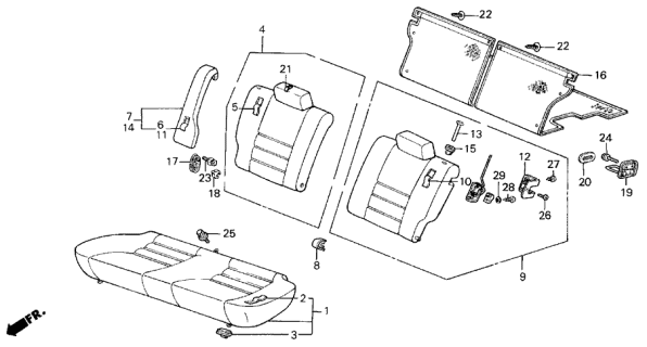 1987 Acura Integra Left Rear Seat-Back Trim *Nh89L/Nh90L* Cover Diagram for 78161-SD2-A21ZE