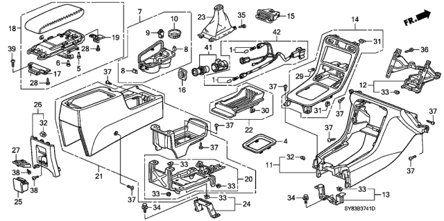 1998 Acura CL Garnish Assembly, Rear Console (Mild Beige) Diagram for 88323-SV1-A00ZE