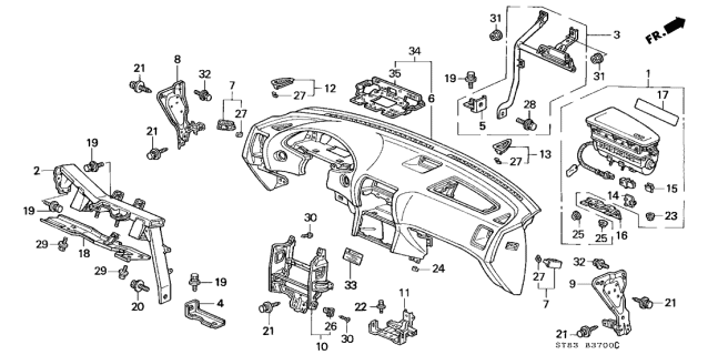 1999 Acura Integra Panel Assembly, Instrument (Medium Taupe) Diagram for 77100-ST7-A01ZB