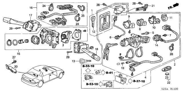 2004 Acura RL Lighting Switch Assembly Diagram for 35255-SZ3-A22