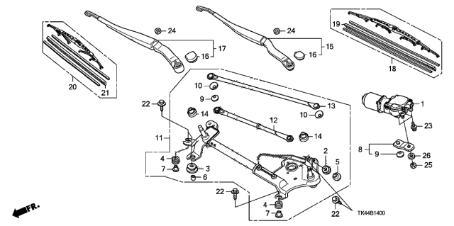 2010 Acura TL Windshield Wiper Arm (Driver Side) Diagram for 76600-TK4-A01