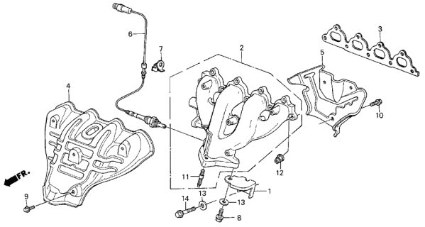 1988 Acura Integra Manifold Assembly, Exhaust Diagram for 18100-PG7-660