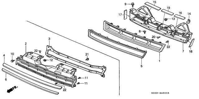 1990 Acura Legend Molding, Front Grille Diagram for 75120-SG0-A21