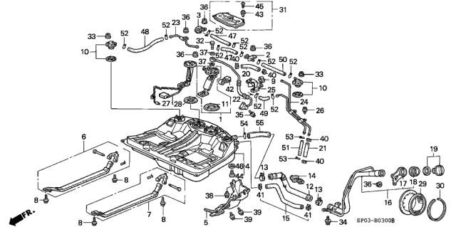 1994 Acura Legend Stay, Fuel Filler Pipe Diagram for 17661-SP0-000