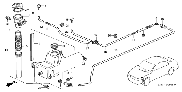 2000 Acura RL Tank, Washer Diagram for 76841-SP0-A01