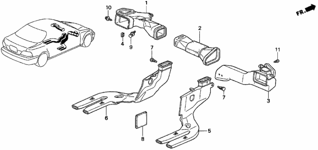 1996 Acura TL Duct Assembly, Air Conditioner (Driver Side) Diagram for 77420-SW5-A01