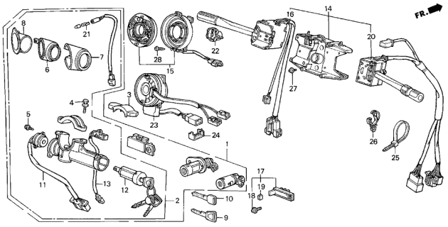 1988 Acura Legend Cylinder, Steering Diagram for 35131-SG0-A01