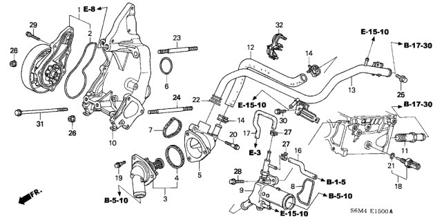 2004 Acura RSX Water Pump Gasket Diagram for 19222-PNA-003