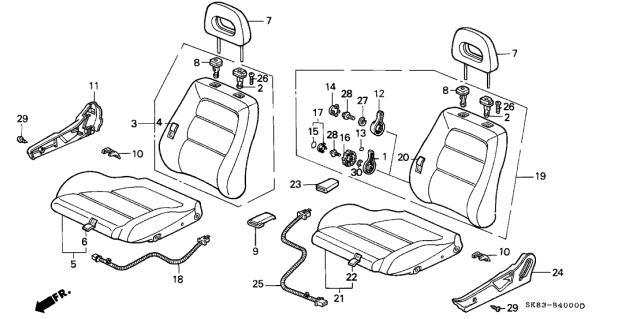 1990 Acura Integra Guide, Headrest Lock (Palmy Gray) Diagram for 77584-SB3-003ZM