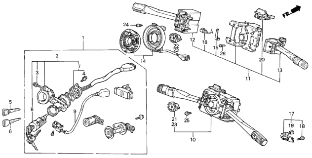 1986 Acura Integra Lock Set Diagram for 35010-SD2-A00