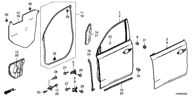 2016 Acura MDX Right Front Door Hinge (Lower) Diagram for 67420-SDA-A01ZZ