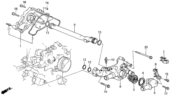 1990 Acura Legend Cover, Thermostat Diagram for 19311-PH7-000
