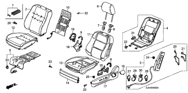 2012 Acura RL Heater, Left Front Seat-Back Diagram for 81524-SJA-A02