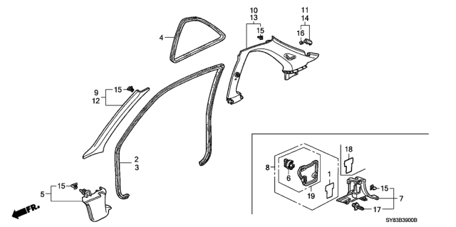 1998 Acura CL Cap, Right Rear Windshield Harness (Mild Beige) Diagram for 84133-SV4-A00ZH