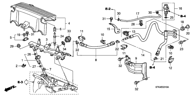 2010 Acura RDX Stay Assembly, Fuel Pipe Cover Diagram for 16627-RWC-A00