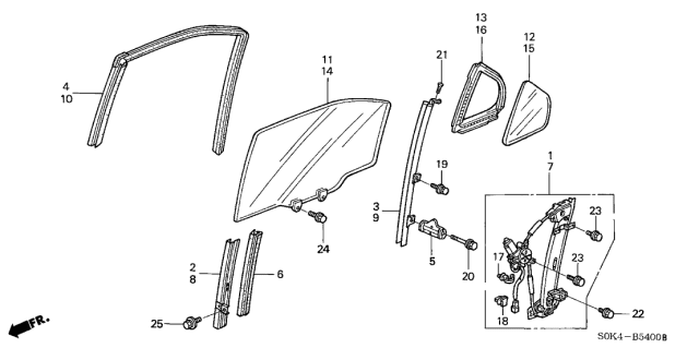 1999 Acura TL Sash, Right Rear Door (Lower) (Front ) Diagram for 72730-S0K-A01