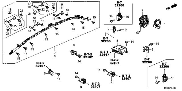 2017 Acura ILX Cable Reel Assembly Diagram for 77900-TR0-A21