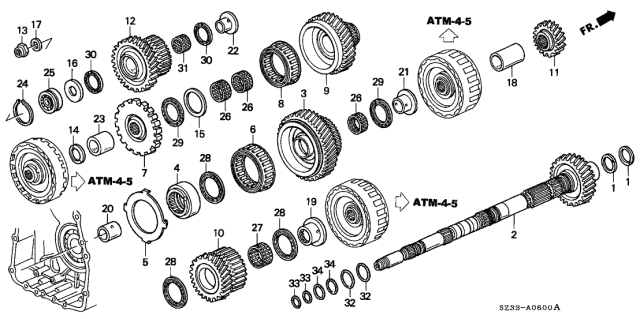 1998 Acura RL Gear, Countershaft Third Diagram for 23451-P5H-000