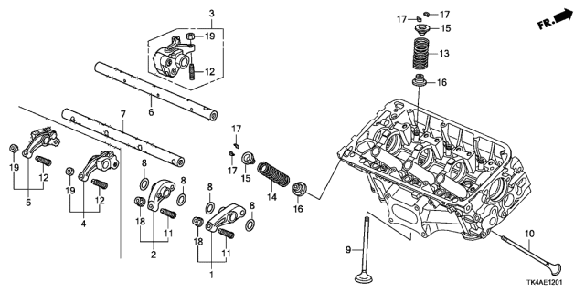 2013 Acura TL Exhaust Rocker Arm B Assembly Diagram for 14627-RKG-010