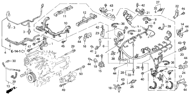 1994 Acura Legend Holder, Driver Side Injection Harness Diagram for 32130-PY3-900