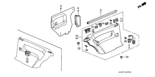 1989 Acura Legend Ashtray Assembly, Driver Side Lining (Off Black) Diagram for 83788-SG0-010ZB