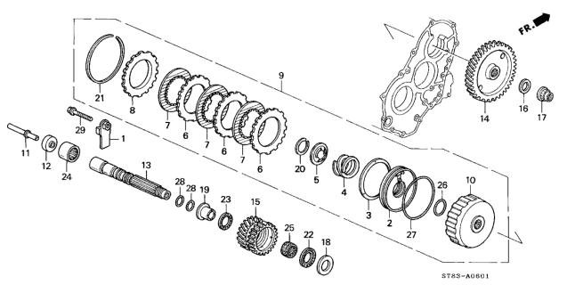 1997 Acura Integra Spring, Clutch Disk Diagram for 22591-PDM-003