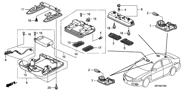 2008 Acura TL Microphone Assembly, Front Diagram for 39220-SEP-A61