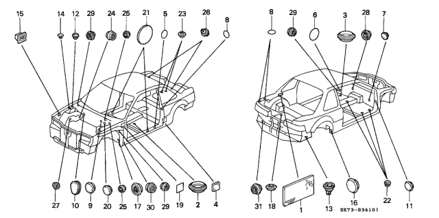 1993 Acura Integra Grommet Diagram