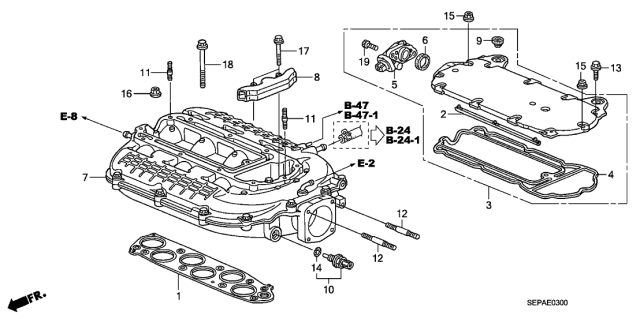 2008 Acura TL Intake Manifold Gasket Diagram for 17105-RCJ-A01