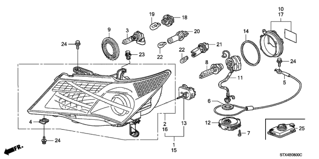 2008 Acura MDX Seal, Gasket Diagram for 33145-S6M-J01
